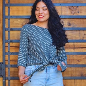 Alanis Top PDF sewing pattern and printable sewing tutorial for women including plus sizes.