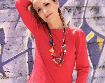 Easy Knit Shirt Printable PDF pattern:  The sewing pattern includes an easy sewing tutorial to make a  3/4 sleeve length top