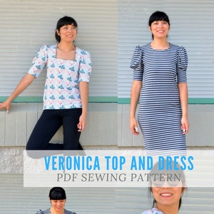 The Veronica Top and Dress PDF sewing pattern and step by step sewing tutorial image 4