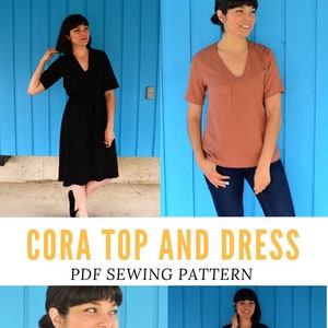 Cora Top and Dress PDF Sewing Pattern and Printable Sewing - Etsy