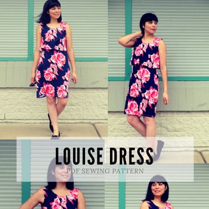 Louise Dress PDF sewing pattern & sewing tutorial for women. The printable sewing pattern includes a step by step sewing tutorial, plus size image 2