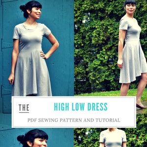 High Low Skater Dress PDF Printable Sewing Pattern and Step by Step ...