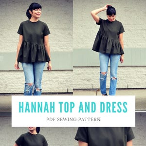 Hannah Top and Dress PDF sewing pattern and step by step sewing tutorial in sizes 4 to 22. Fully graded asymmetric top dress pattern plus image 4