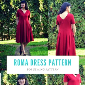 The Roma Dress PDF sewing pattern and Tutorial: This pattern comes with a 4 to 22 sizes and a step by step sewing tutorial. Plus sew patte image 3