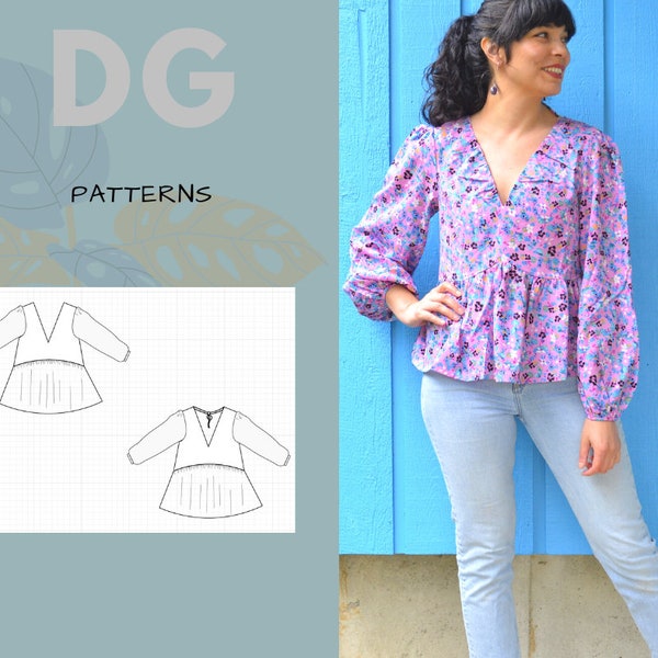 Venice Peplum top For WOMEN PDF sewing pattern and sewing tutorial