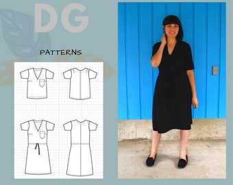 Cora Top and Dress PDF sewing pattern and printable sewing tutorial for women and plus size women included