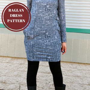 Loose fit Raglan, Dress and Jacket: Printable PDF Sewing Pattern in sizes 4 to 22, including an illustrated sewing tutorial and download pat