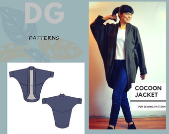 Cocoon Jacket PDF sewing pattern and tutorial with sizes from 4 to 22 and a step by step sewing tutorial