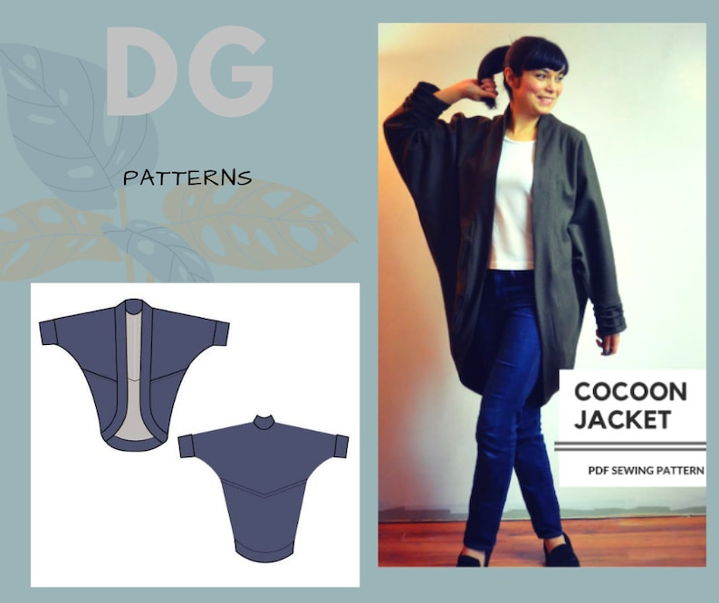 Cocoon Jacket PDF Sewing Pattern and Tutorial With Sizes From 4 to 22 ...