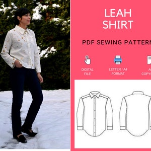 The Leah Shirt PDF sewing pattern and Sewing tutorial: sizes available from 4 to 22 and it comes with a fully illustrated sewing turorial image 1