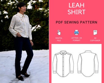 The Leah Shirt PDF sewing pattern and Sewing tutorial: sizes available from 4 to 22 and it comes with a fully illustrated sewing turorial