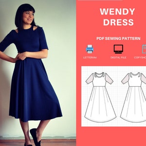 The Wendy Dress PDF sewing pattern and Step by step sewing tutorial for women, sizes 4 to 22 image 3