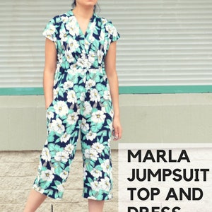 Marla Jumpsuit, Top und Kleid PDF Schnittmuster und Nähanleitung für Frauen, auch in Übergrößen