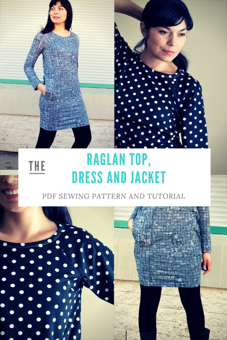 Raglan Jacket Pattern Loose Fit Raglan, Dress and Jacket: Printable PDF Sewing Pattern in ...