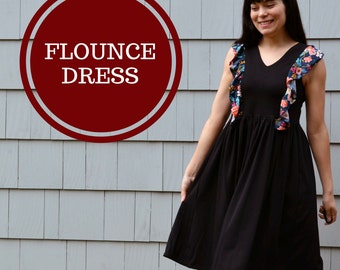 The Flounce Top and Dress PDF sewing pattern:  The files include a step by step sewing tutorial and patterns available in sizes 4 to 22