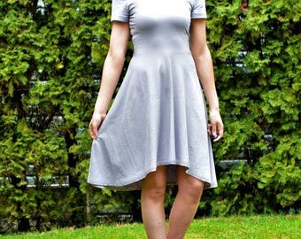 High Low Skater Dress PDF druckbares Schnittmuster und Schritt für Schritt Nähanleitung in Gr. 4 bis 22 für Damen