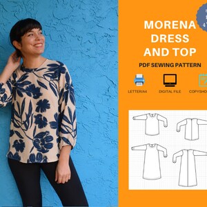 Morena Top and Dress PDF Sewing Pattern and Printable Sewing - Etsy