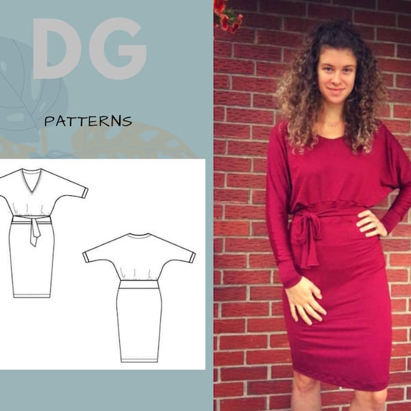 Vanessa Dolman Sleeve Sweater Dress Pattern PDF sewing pattern digital download sewing tutorial