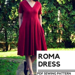 The Roma Dress PDF sewing pattern and Tutorial: This pattern comes with a 4 to 22 sizes and a step by step sewing tutorial. Plus sew patte image 4