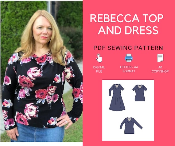Rebecca Top and Dress PDF Sewing Pattern and Tutorial for | Etsy