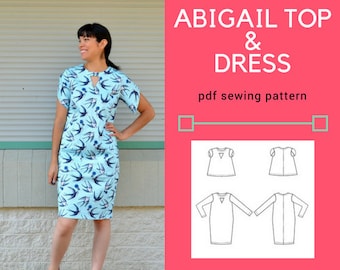 Abigail Dress and Top PDF sewing pattern and sewing tutorial: Fully graded dress and top from sizes 4 to 22 and step by step sewing tutorial