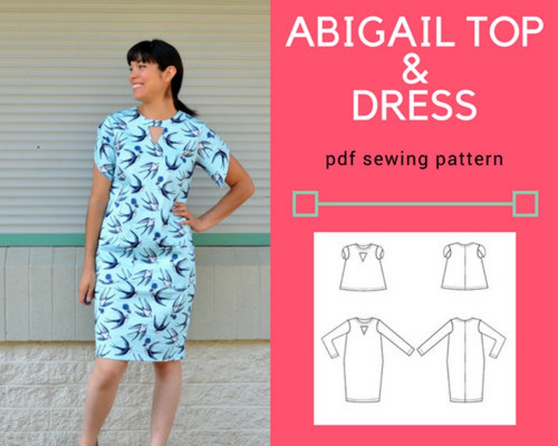 Abigail Dress and Top PDF sewing pattern and sewing tutorial: Fully graded dress and top from sizes 4 to 22 and step by step sewing tutorial image 1