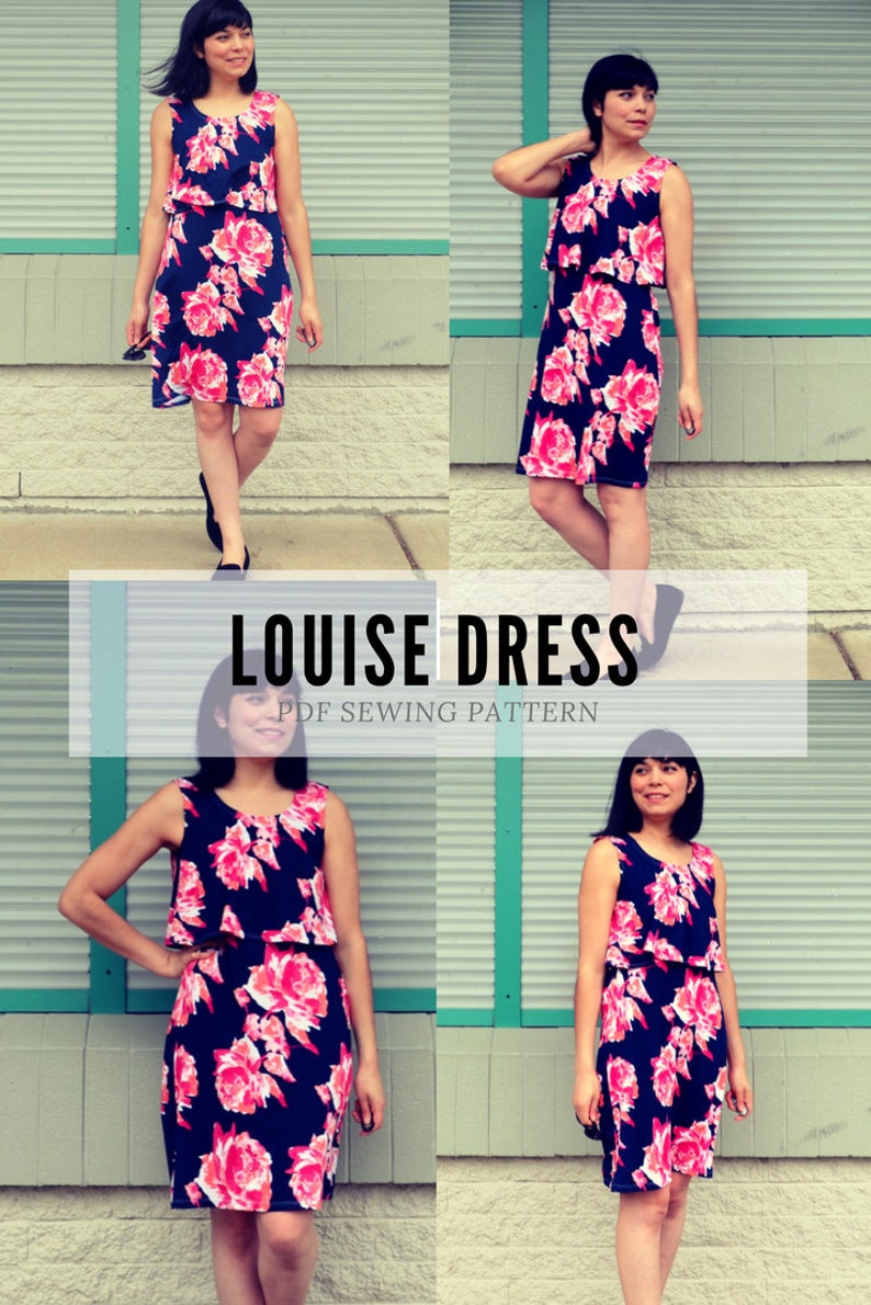 Louise Dress PDF sewing pattern & sewing tutorial for women. The printable sewing pattern includes a step by step sewing tutorial, plus size image 2