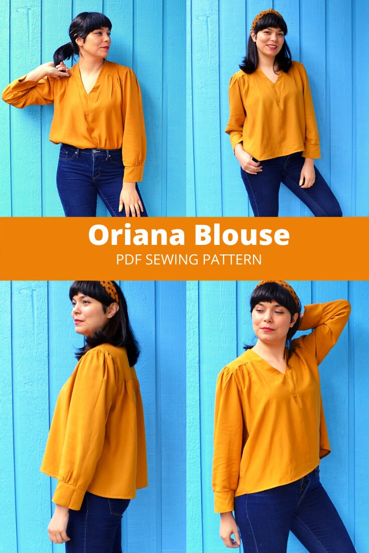 Oriana Blouse PDF Sewing Pattern and Printable Sewing Tutorial for