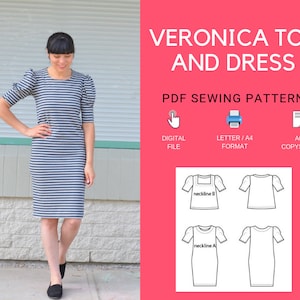 The Veronica Top and Dress PDF sewing pattern and step by step sewing tutorial image 3