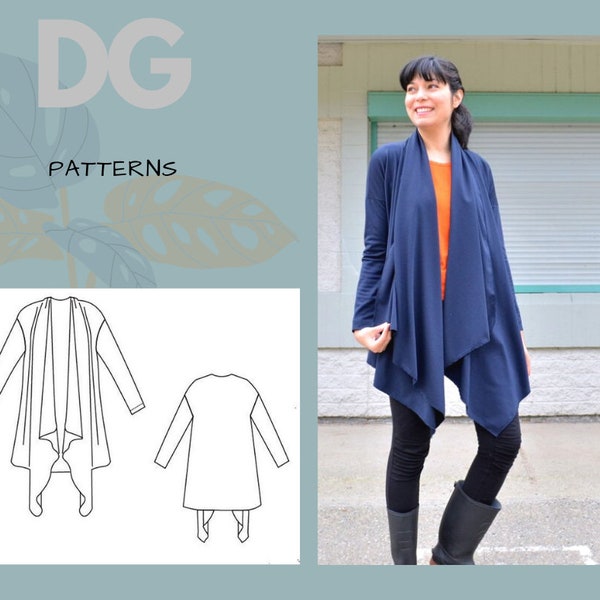 The Grace Cardigan PDF sewing pattern and Printable sewing tutorial with sizes included from 4 to 22