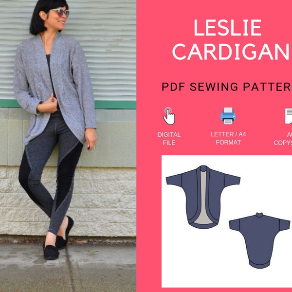 Leslie Cardigan PDF sewing pattern