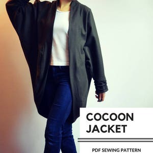 Cocoon Jacket PDF sewing pattern and tutorial with sizes from 4 to 22 and a step by step sewing tutorial