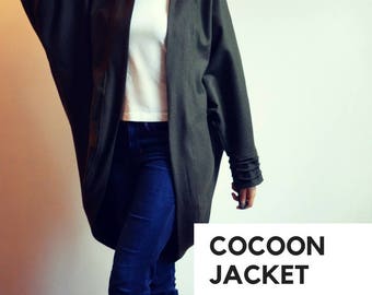 Cocoon Jacket PDF sewing pattern and tutorial with sizes from 4 to 22 and a step by step sewing tutorial