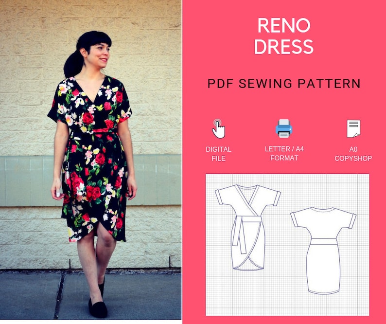 The Reno Dress PDF sewing pattern and step by step sewing tutorial for women image 2