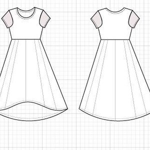 High Low Skater Dress PDF Printable Sewing Pattern and Step by Step ...