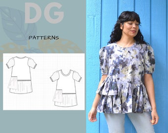 Marcus Top PDF sewing pattern and printable sewing tutorial for women including plus sizes.