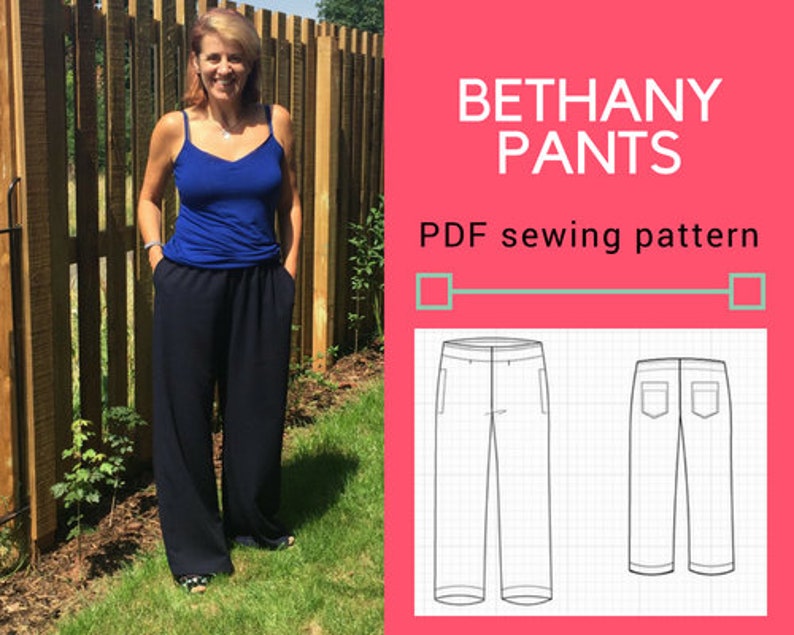 The Bethany Pants PDF Sewing Pattern and Tutorial for Women. - Etsy ...