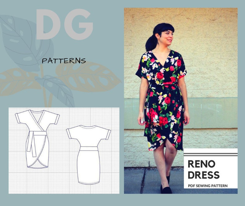 The Reno Dress PDF sewing pattern and step by step sewing tutorial for women image 1