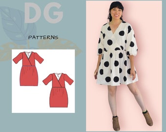 Loren Dress PDF sewing pattern and printable sewing tutorial for women including plus sizes.