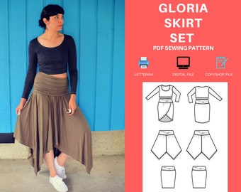 The Gloria Skirt Set PDF sewing pattern