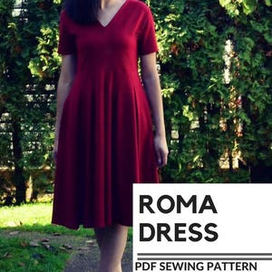 The Roma Dress PDF sewing pattern and Tutorial: This pattern comes with a 4 to 22 sizes and a step by step sewing tutorial. Plus sew patte image 6