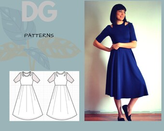 The Wendy Dress PDF sewing pattern and Step by step sewing tutorial for women, sizes 4 to 22