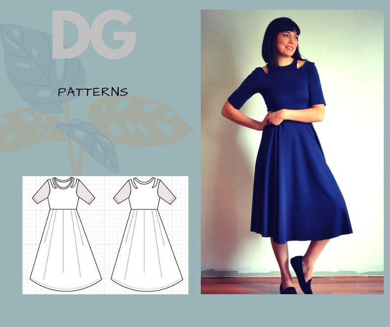 The Wendy Dress PDF sewing pattern and Step by step sewing tutorial for women, sizes 4 to 22 image 1