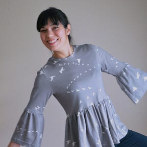 The Statement Top: Instant Download PDF top pattern for women.  PDF sewing pattern available in sizes 4 to 22 with sewing tutorial included