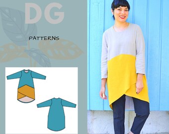 Elsa Tunic PDF sewing pattern and printable sewing tutorial for women including plus sizes.