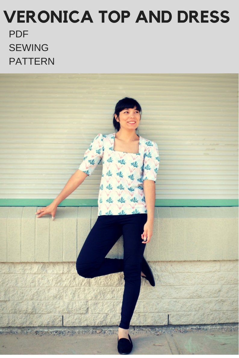 The Veronica Top and Dress PDF sewing pattern and step by step sewing tutorial image 5