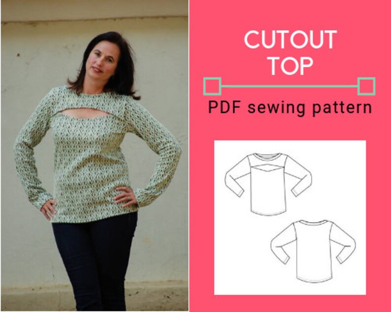 CUTOUT top: Printable PDF sewing pattern for women. Easy | Etsy