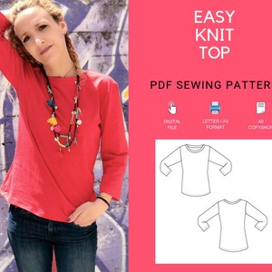 Easy Knit Shirt Printable PDF Pattern: the Sewing Pattern - Etsy Canada
