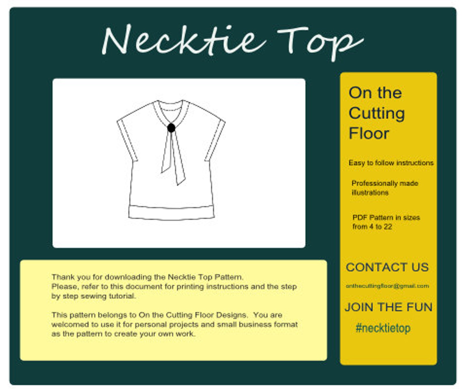 Necktie Top Pattern: Instant PDF Sewing Pattern Download for - Etsy Canada