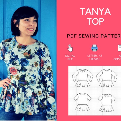 The Cayun Top PDF Sewing Pattern and Sewing Tutorial Available - Etsy